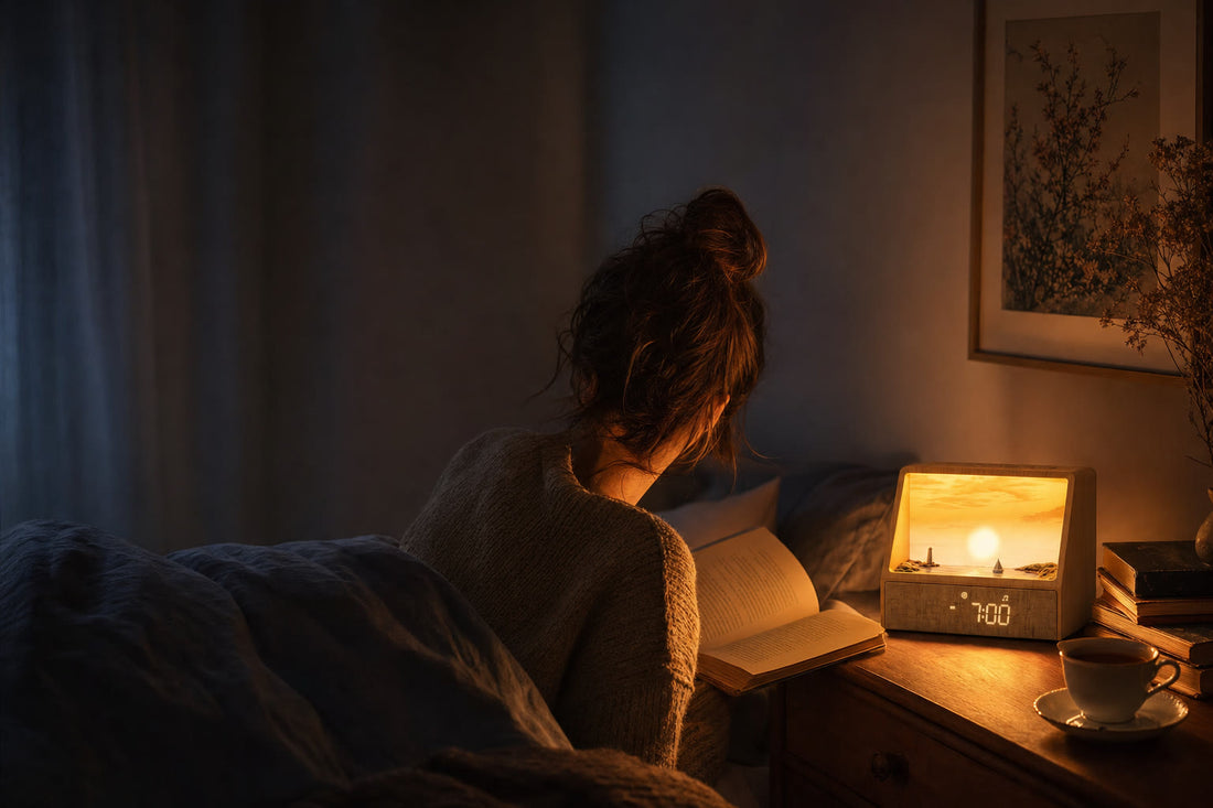 Leyendo en la cama a la luz del atardecer de Lapirum Aurora